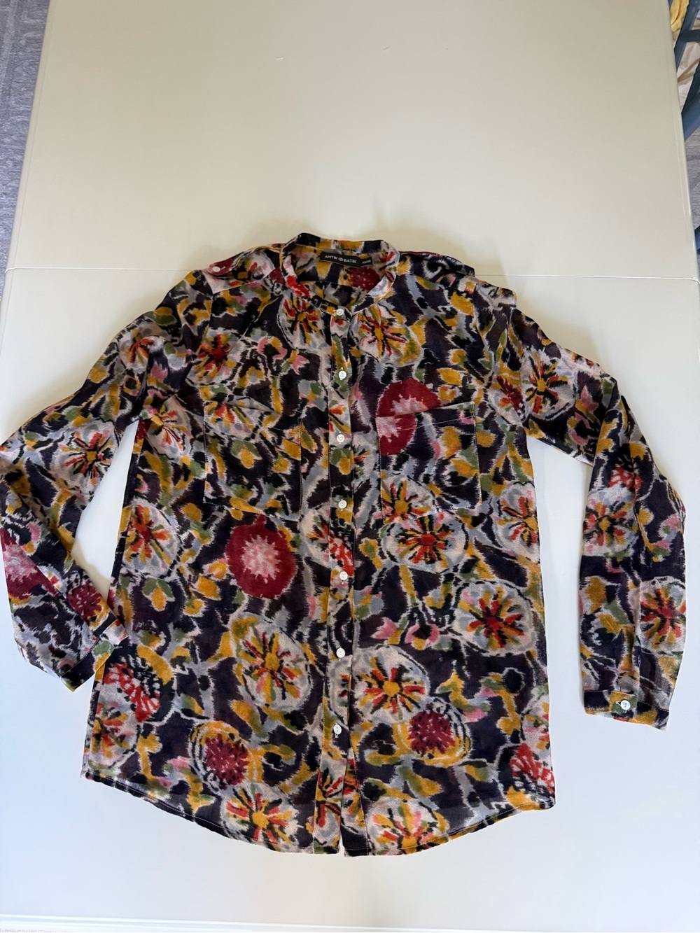Antik Batik Multicolor Floral Print Button-Up Blouse